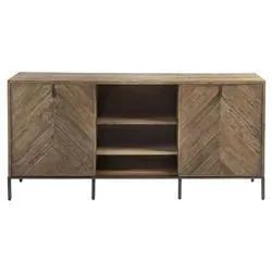 Featured Photo of 15 Best Collection of Media Console Cabinet Tv Stands with Hidden Storage Herringbone Pattern Wood Metal