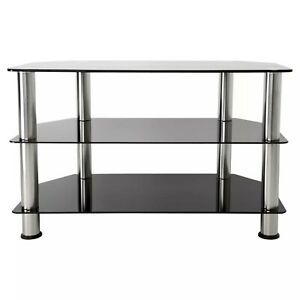 Avf Group Classic Corner Glass Tv Stand For Up To 50 Throughout Widely Used Contemporary Black Tv Stands Corner Glass Shelf (View 14 of 15)