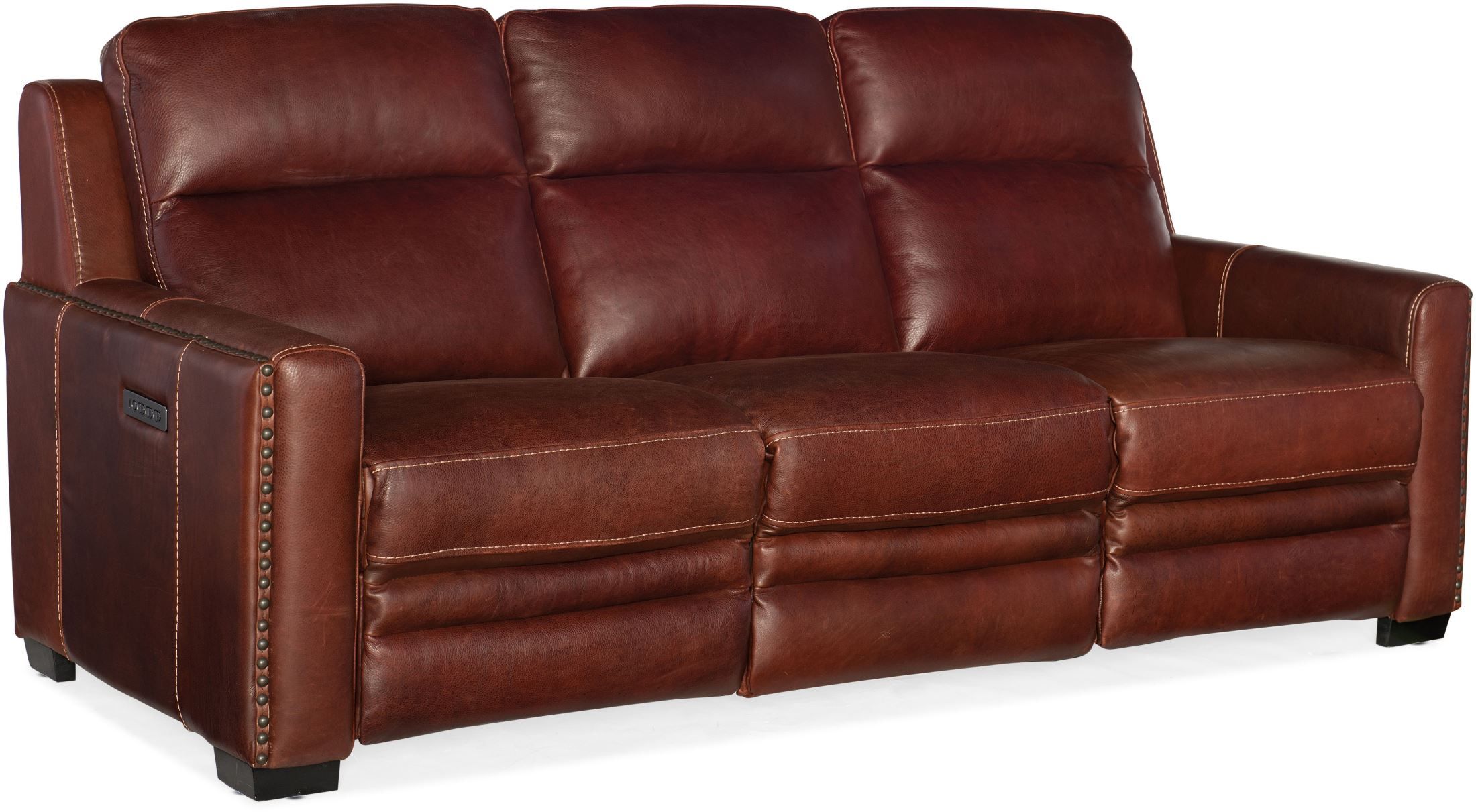 Aviator Chaldan Rust Leather Power Reclining Sofa With With Regard To Raven Power Reclining Sofas (View 13 of 15)