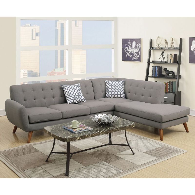 Barclay 4 Seat Linen Fabric Sofa Chaise Light Grey In 2020 With Regard To 2pc Crowningshield Contemporary Chaise Sofas Light Gray (View 3 of 15)
