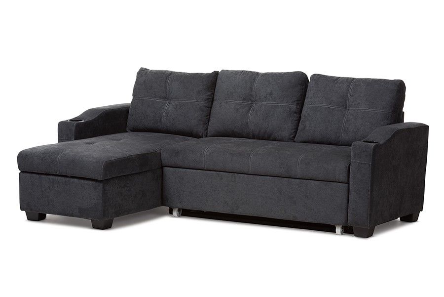 Baxton Studio Lianna Modern And Contemporary Dark Grey Throughout Gneiss Modern Linen Sectional Sofas Slate Gray (View 7 of 15)