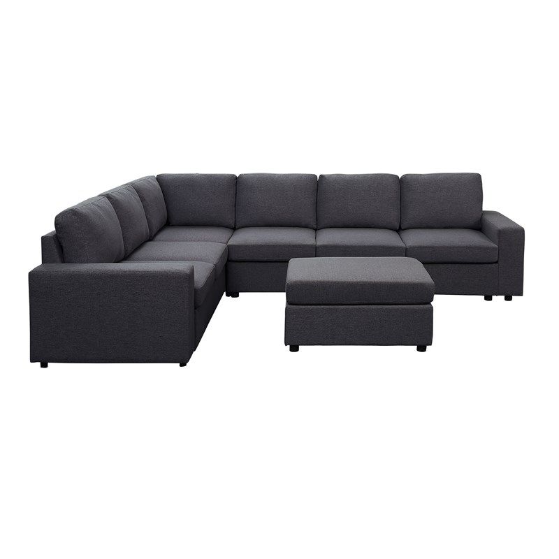 Bayside Modular Sectional Sofa With Ottoman In Dark Gray With Regard To Dream Navy 2 Piece Modular Sofas (View 3 of 15)