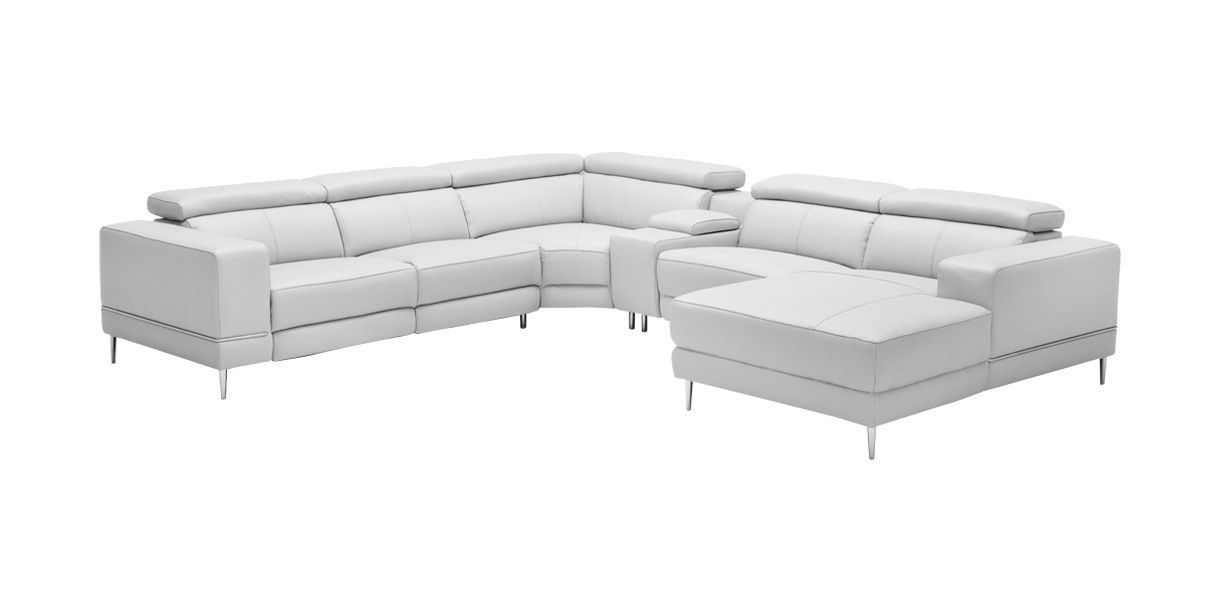 Bergamo Extended Sectional Motion Sofa Light Gray With Calvin Concrete Gray Sofas (View 6 of 15)