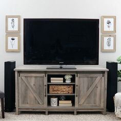 Better Regarding Trendy Modern Farmhouse Fireplace Credenza Tv Stands Rustic Gray Finish (Photo 2 of 15)