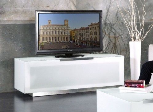 Bg422 Bio Bergamo Modern White Tv Stand Made In Italy Inside Most Popular Milano White Tv Stands With Led Lights (View 11 of 15)