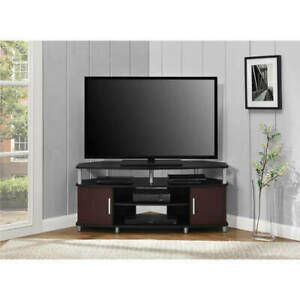 Black/cherry Carson Corner Tv Stand Home Entertainment Throughout Most Popular Tv Stands For Tvs Up To 50" (View 12 of 15)