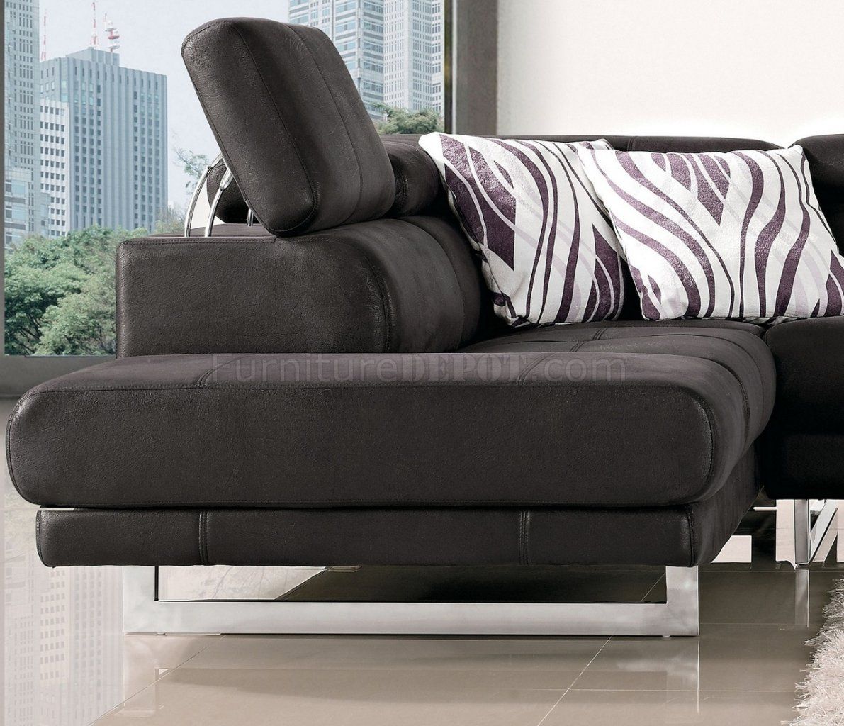 Black Fabric Modern Sectional Sofa W/Adjustable Headrest Inside Sectional Sofas (View 10 of 15)
