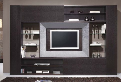 Black Gloss, Wenge And Silver Leaf Lcd Tv Frame Unit In Well Known Black Gloss Tv Wall Unit (View 7 of 15)