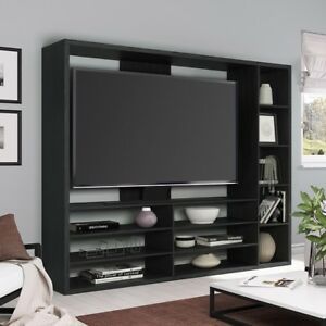 Black Wall Unit Tv Stand Large Entertainment Center Within Latest Manhattan Compact Tv Unit Stands (View 14 of 15)