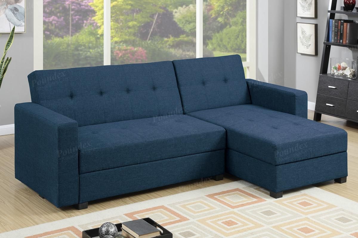Blue Fabric Sectional Sofa Bed – Steal A Sofa Furniture In Hartford Storage Sectional Futon Sofas (View 6 of 15)