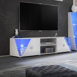 Bmf Edge 3 Tv Stand 150cm Wide High Gloss Glass Doors Throughout 2017 Bromley White Wide Tv Stands (Photo 15 of 15)