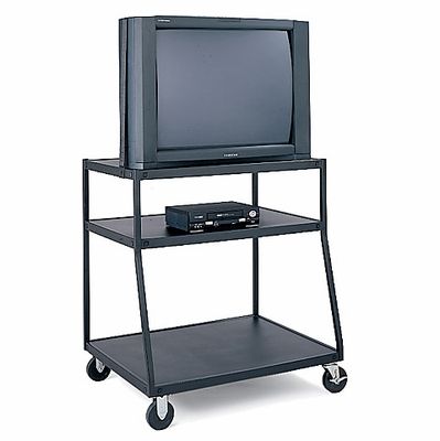 Featured Photo of 2024 Latest Modern Mobile Rolling Tv Stands with Metal Shelf Black Finish