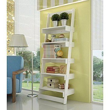 Brilliant Carpina Ladder Shelf With 5  Floating Shelves In With Most Recently Released Tiva White Ladder Tv Stands (View 9 of 15)