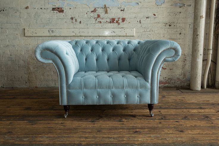 British Handmade Vintage Dusty Blue Velvet Chesterfield Throughout Brayson Chaise Sectional Sofas Dusty Blue (View 7 of 15)