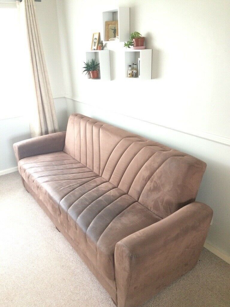 Brown Suede Effect Sofa Bed With Storage | In Goole, East Pertaining To Prato Storage Sectional Futon Sofas (Photo 5 of 15)