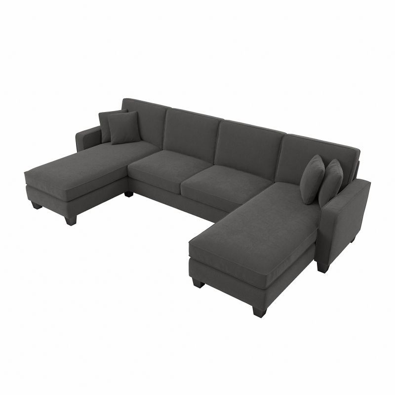 Bush Furniture Stockton 130W Sectional Couch With Double Pertaining To 130&quot; Stockton Sectional Couches With Double Chaise Lounge Herringbone Fabric (View 3 of 15)