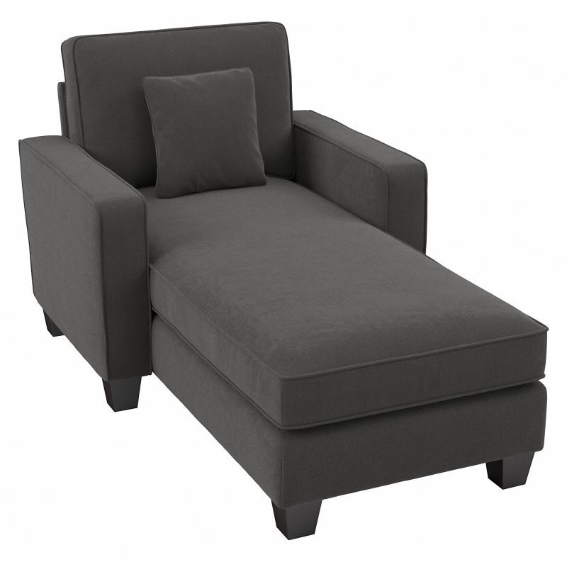 Bush Furniture Stockton 130W Sectional Couch With Double Regarding 130&quot; Stockton Sectional Couches With Double Chaise Lounge Herringbone Fabric (View 5 of 15)