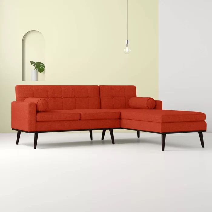 Catalina 55" Wide Right Hand Facing Modular Sofa & Chaise In Somerset Velvet Mid Century Modern Right Sectional Sofas (Photo 9 of 15)