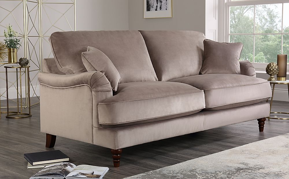 Charleston Mink Velvet 3 Seater Sofa | Furniture Choice In Charleston Sofas (View 1 of 15)