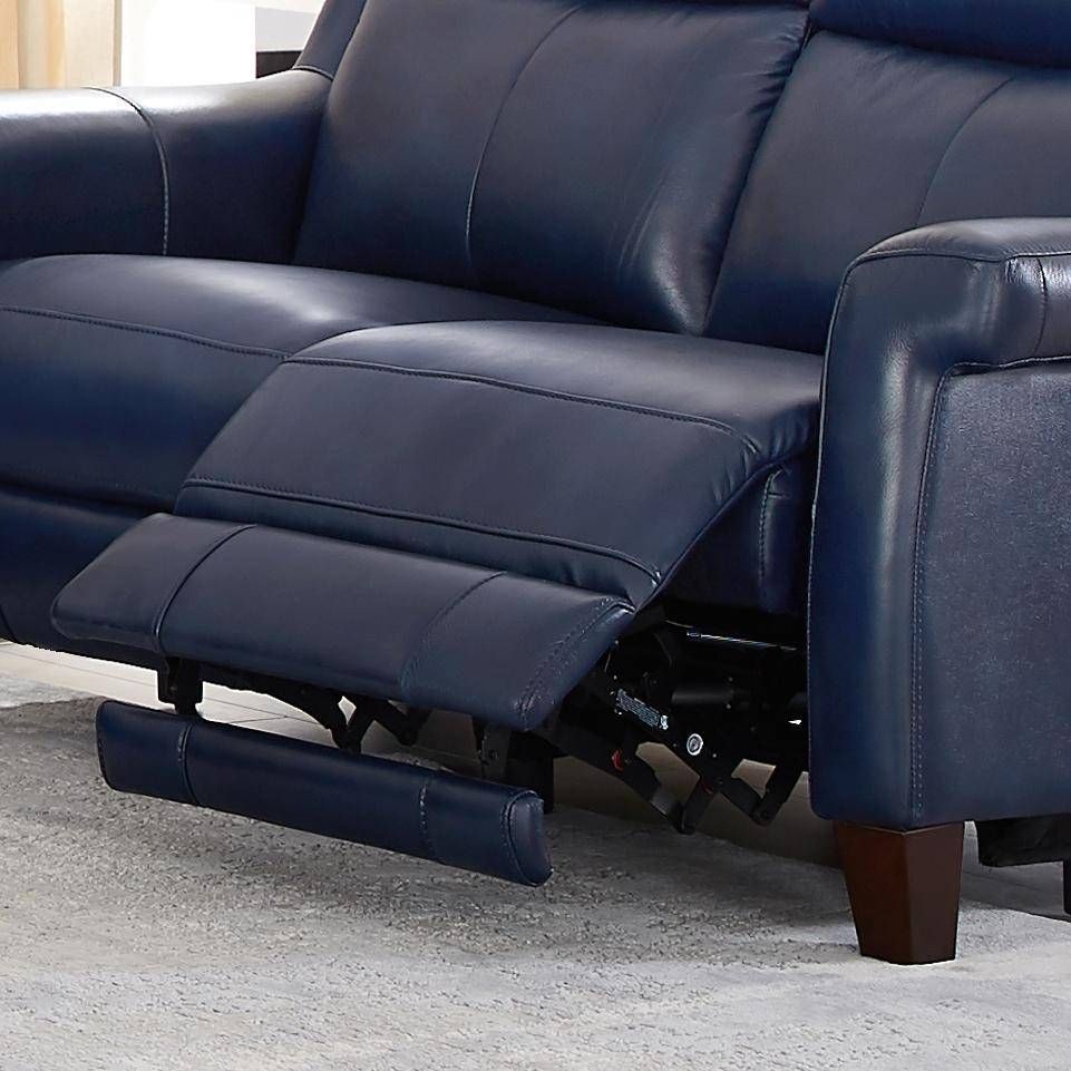 Chatham Blue Genuine Leather Power Reclining Sofa Loveseat Pertaining To Power Reclining Sofas (View 5 of 15)