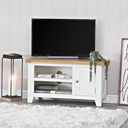 Featured Photo of 15 Best Collection of Compton Ivory Corner Tv Stands with Baskets