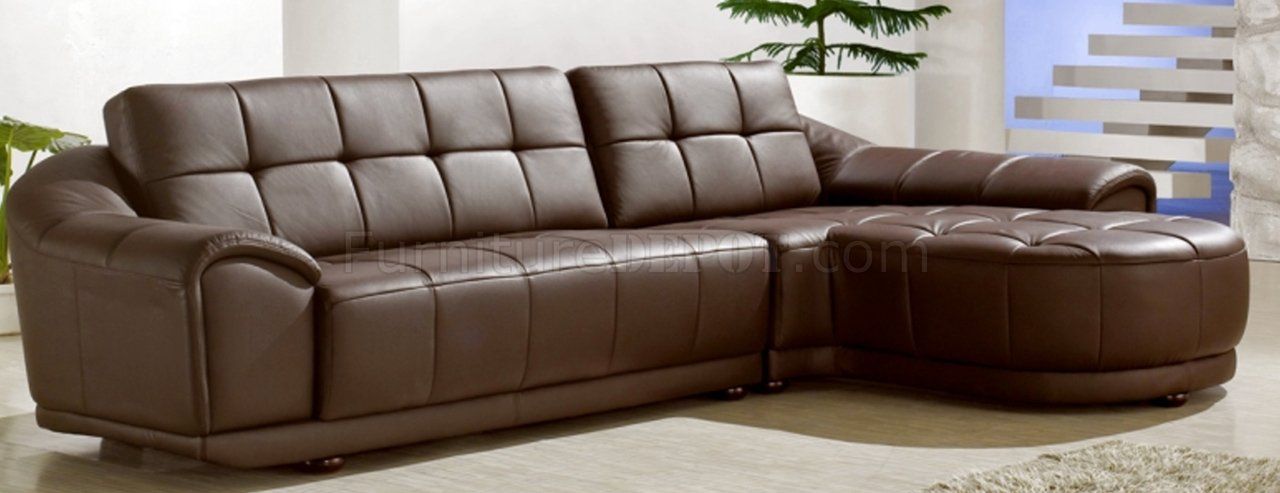 Chocolate Brown Bonded Leather Modern Stylish Sectional Sofa With Regard To 3pc Bonded Leather Upholstered Wooden Sectional Sofas Brown (View 5 of 15)