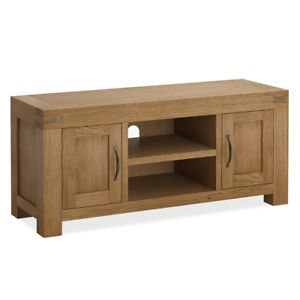 Chunky Large Oak Tv Stand Unit 125cm Solid Wood Rustic Intended For 2017 Astoria Oak Tv Stands (View 12 of 15)