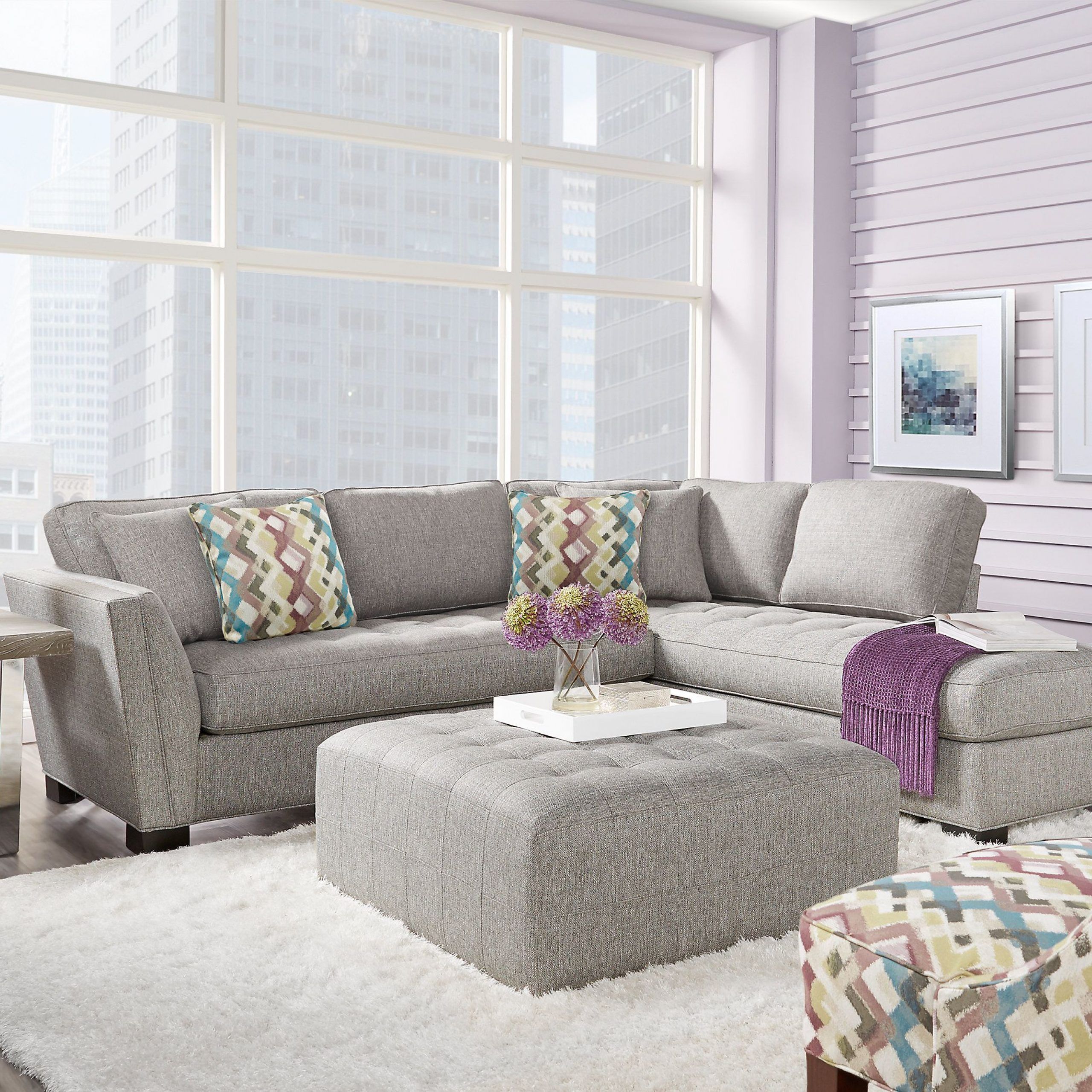 Cindy Crawford Home Calvin Heights Gray 2 Pc Sectional In Calvin Concrete Gray Sofas (View 2 of 15)