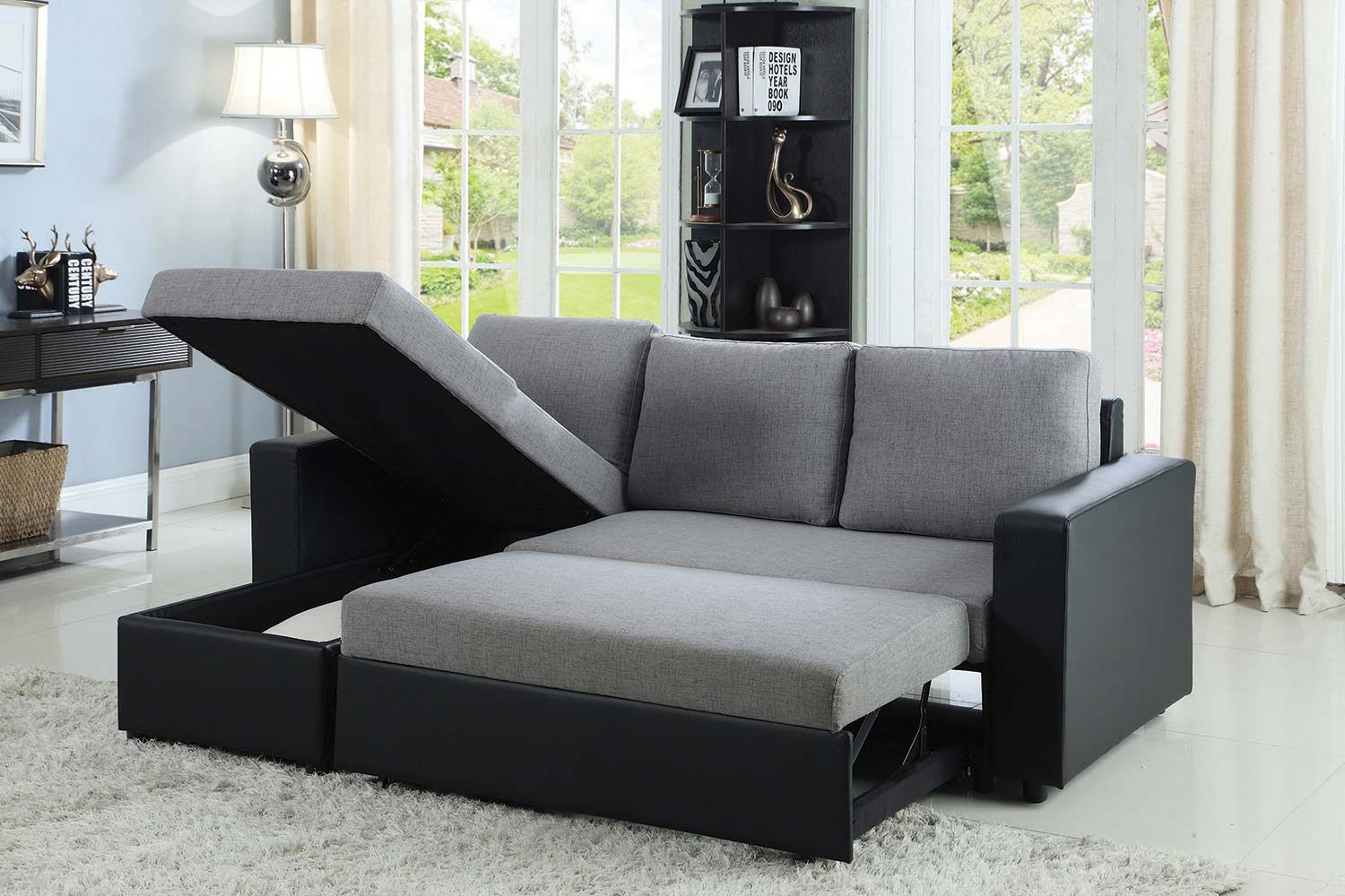 Coaster Baylor Sectional Sofa – Grey/black 503929 At Within Felton Modern Style Pullout Sleeper Sofas Black (View 3 of 15)