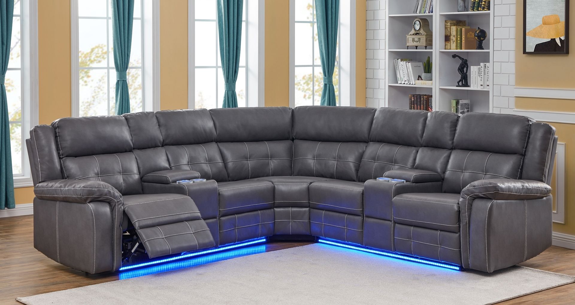 Cobalt Power/Manual Reclining Sectional Sofa With Led Within Raven Power Reclining Sofas (View 15 of 15)