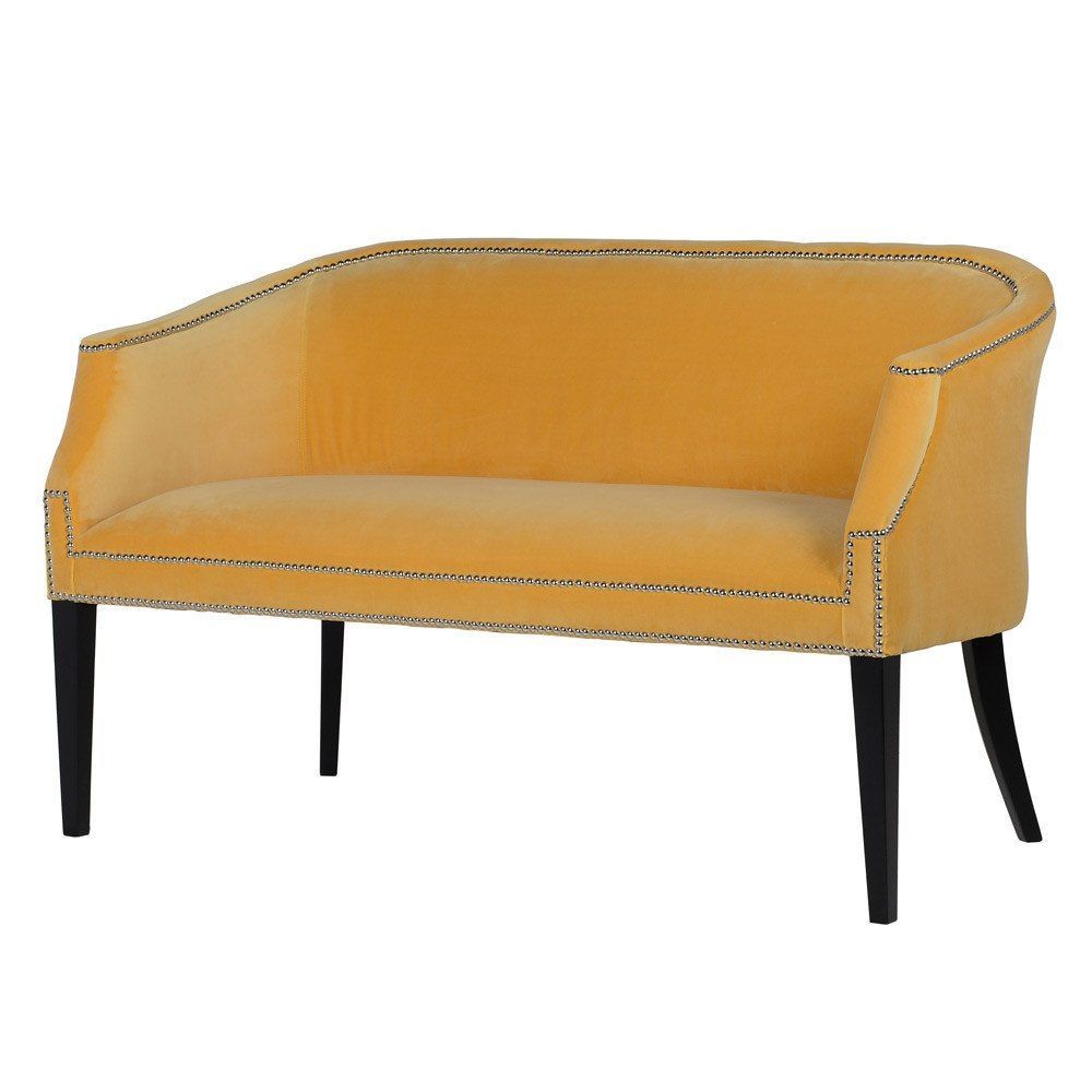 Colonel Mustard's Velvet Rest | Yellow Sofa | Art Deco For French Seamed Sectional Sofas Oblong Mustard (Photo 12 of 15)