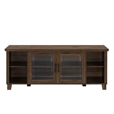 Columbus Tv Stand With Middle Doors Dark Walnut – Saracina Throughout Most Recently Released Walnut Tv Cabinets With Doors (View 15 of 15)