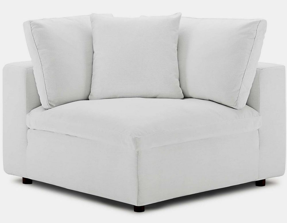 Commix 4pc White Fabric Overstuffed Sectional Sofa W With Regard To 4pc Beckett Contemporary Sectional Sofas And Ottoman Sets (View 14 of 15)