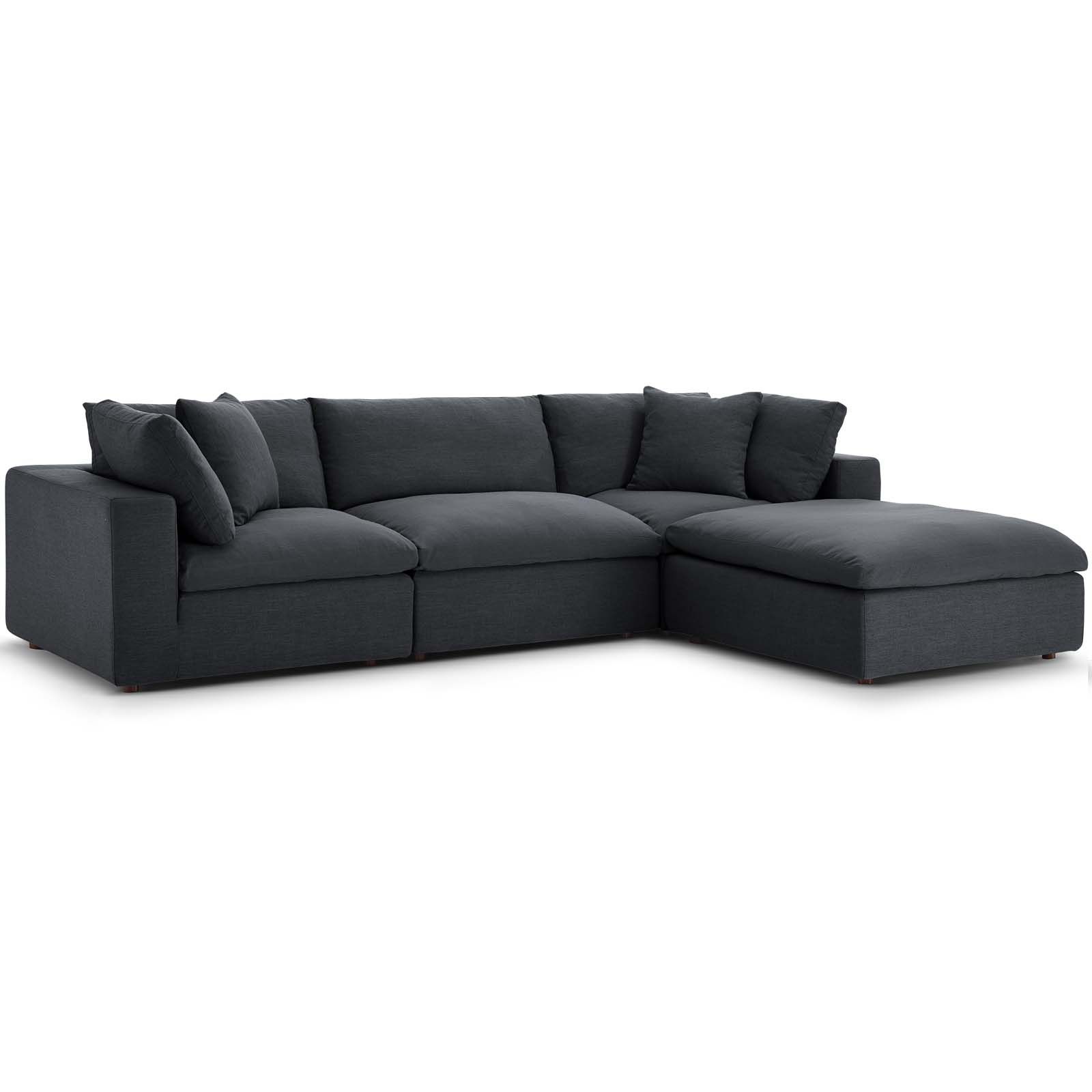 Commix Down Filled Overstuffed 4 Piece Sectional Sofa Set Gray Pertaining To Down Filled Sofas (View 4 of 15)