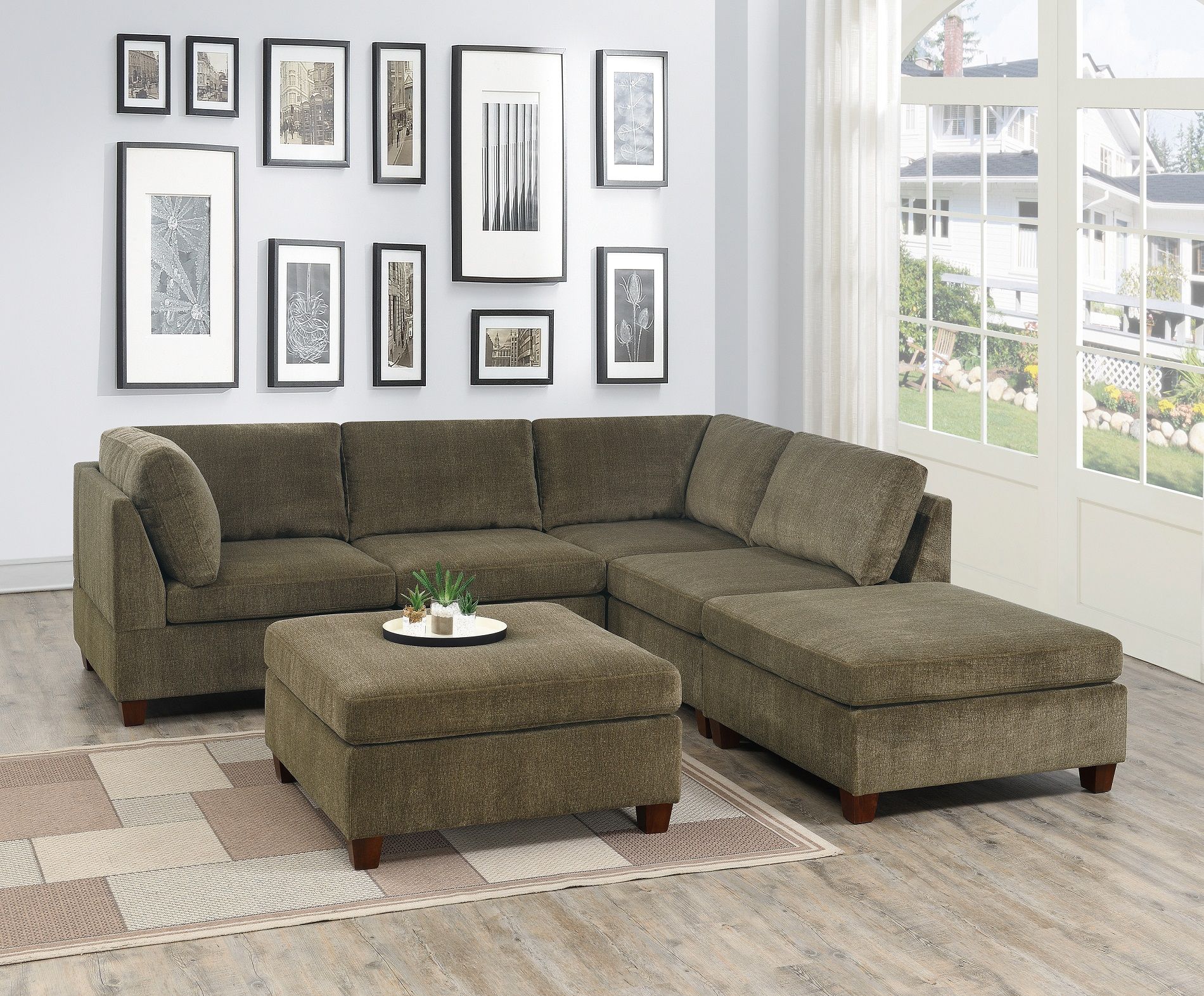 Contemporary Modern Unique Modular 6pc Sectional Sofa Set Throughout Mireille Modern And Contemporary Fabric Upholstered Sectional Sofas (Photo 1 of 15)