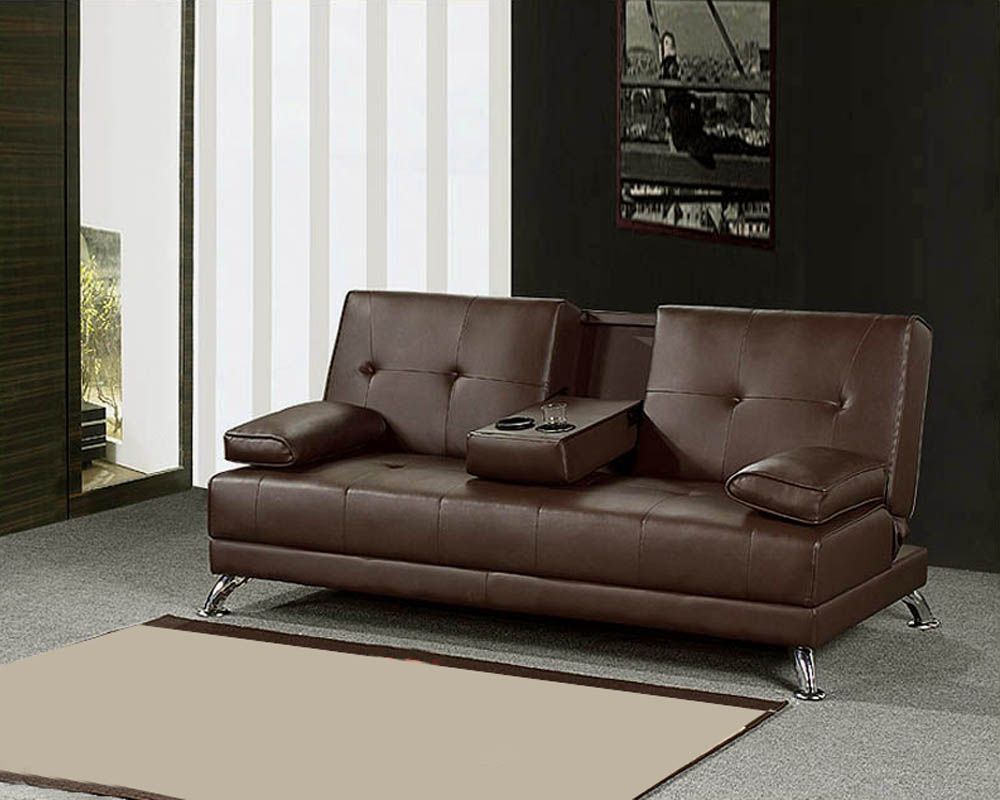 Convertible Sofa In Espresso Finish Mf F2033 Pertaining To Convertible Sofas (View 10 of 15)