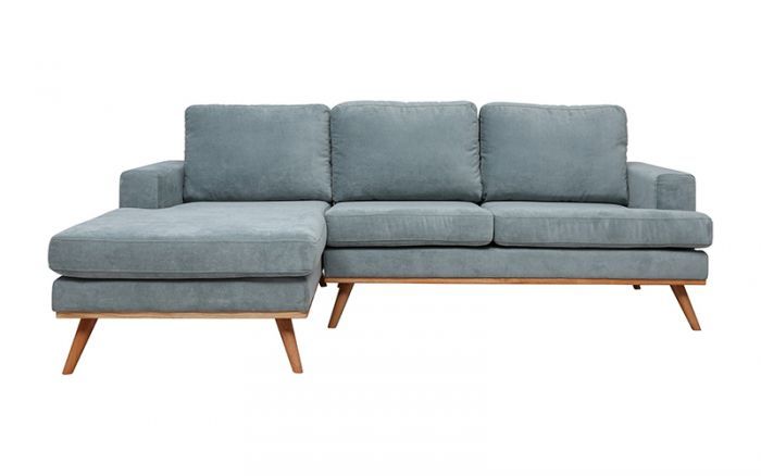 Cruze 2 Seater + Chaise Lhf In Holly Dusty Green – Fabric With Brayson Chaise Sectional Sofas Dusty Blue (View 5 of 15)