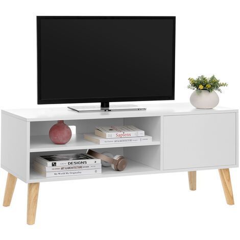 Current White Tv Stands For Flat Screens Inside Vasagle Scandinavian Tv Stand, Retro Tv Console (Photo 5 of 15)