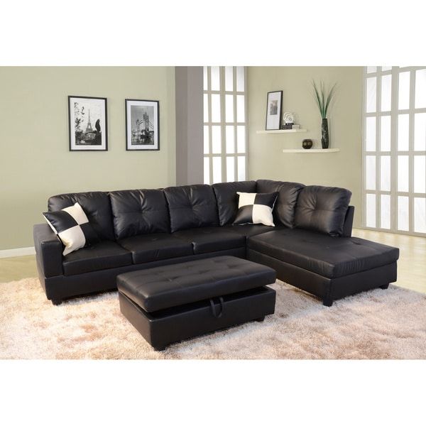 Delma 3 Piece Faux Leather Right Chaise Sectional Set Inside 3Pc Faux Leather Sectional Sofas Brown (View 7 of 15)