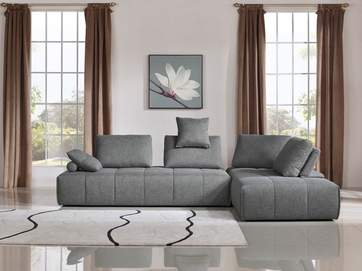 Divani Casa Edgar Modern Grey Fabric Modular Sectional Sofa Regarding Paul Modular Sectional Sofas Blue (View 9 of 15)