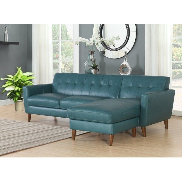 Divani Casa Hobart Modern Blue Leather Sectional Sofa Best Pertaining To Bloutop Upholstered Sectional Sofas (Photo 1 of 15)