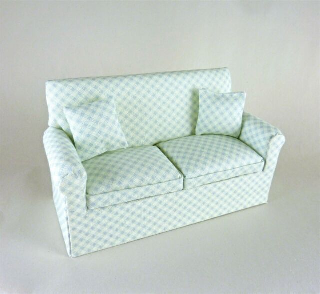 Dollhouse Miniature Artisan Light Blue Green Sofa | Ebay With Artisan Blue Sofas (View 1 of 15)