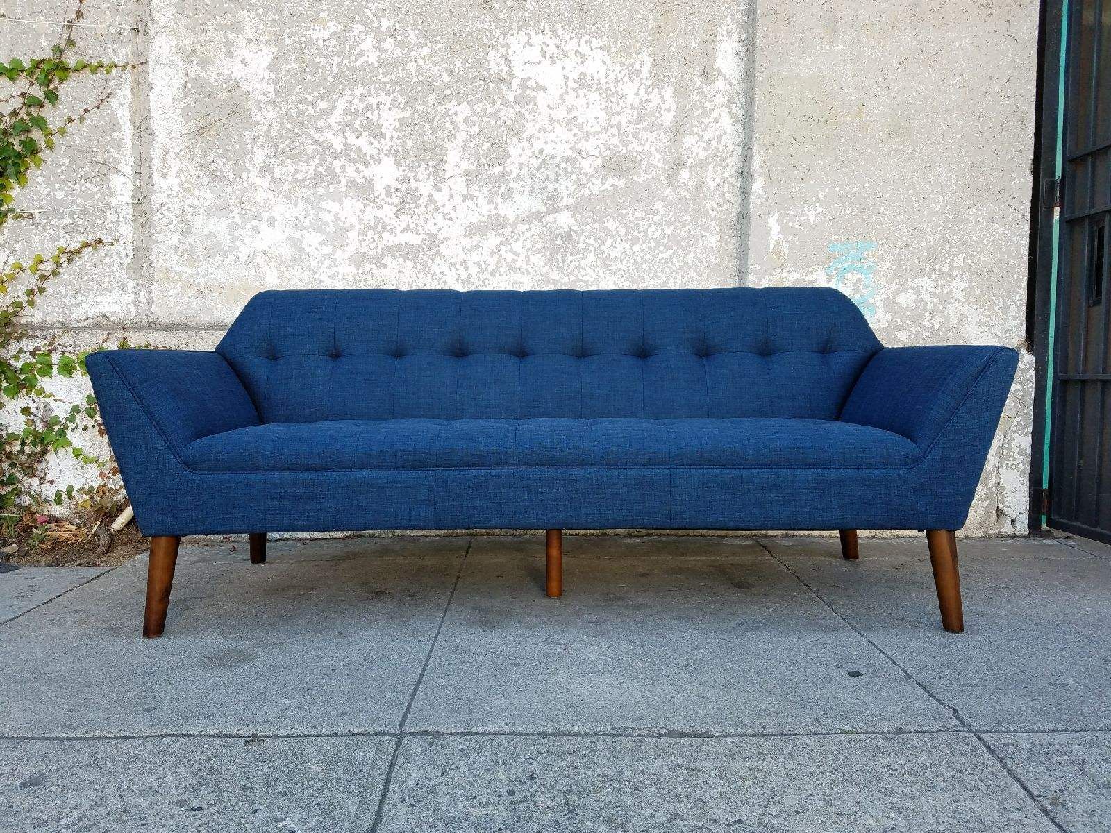 Downtown Navy Blue Sofa | Furniture, Navy Blue Sofa, Blue Sofa Throughout Dove Mid Century Sectional Sofas Dark Blue (View 3 of 15)