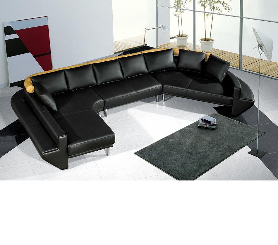 Dreamfurniture – Mars Ultra Modern Black Leather With Wynne Contemporary Sectional Sofas Black (View 11 of 15)