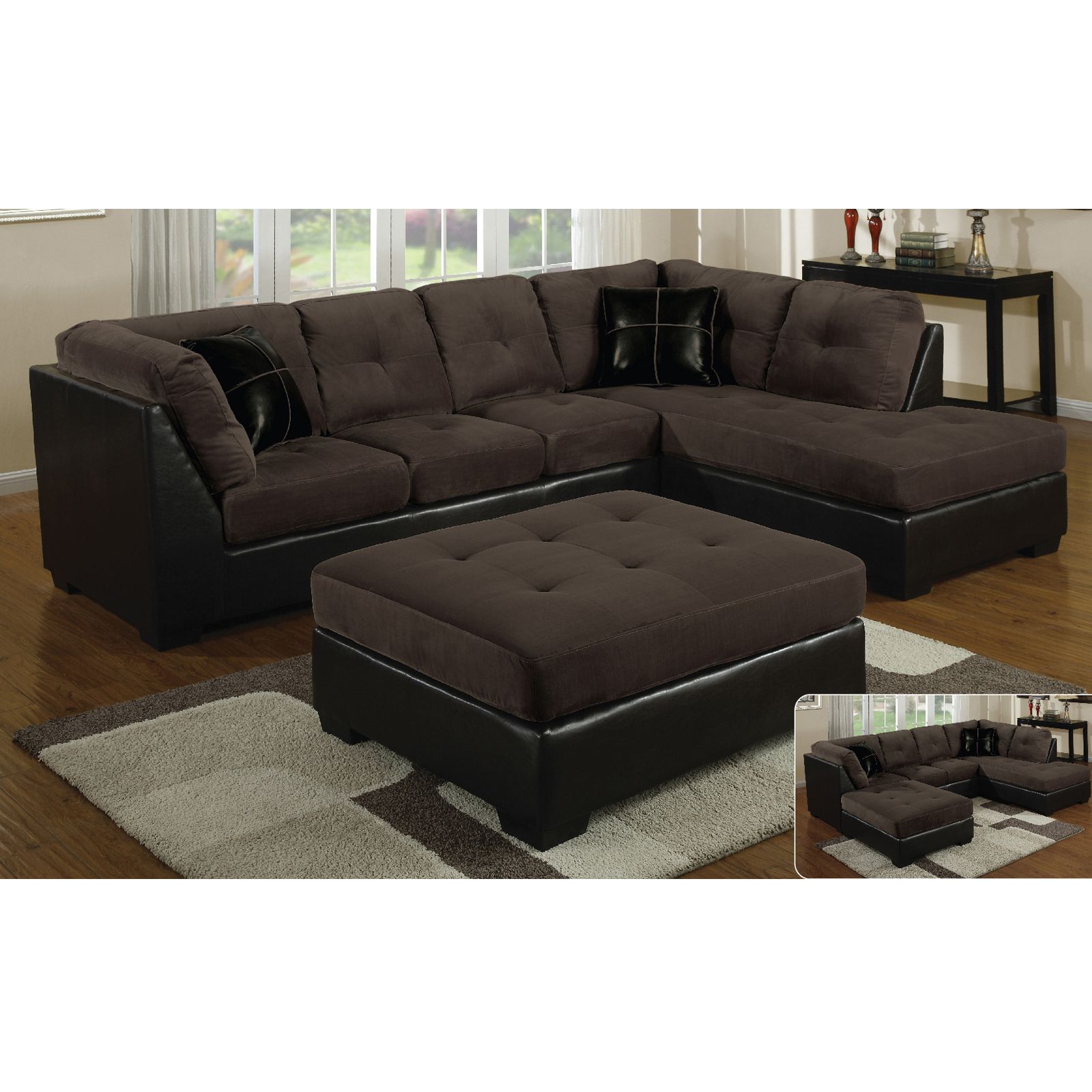 E Motion Furniture Right Tufted Chaise Sectional Inside Hannah Right Sectional Sofas (View 4 of 15)