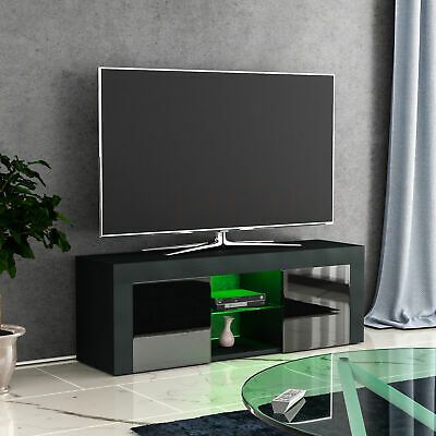 Eclipse Led Tv Stand Cabinet Unit 2 Door Modern Matte Regarding Famous Modern Black Universal Tabletop Tv Stands (View 2 of 15)