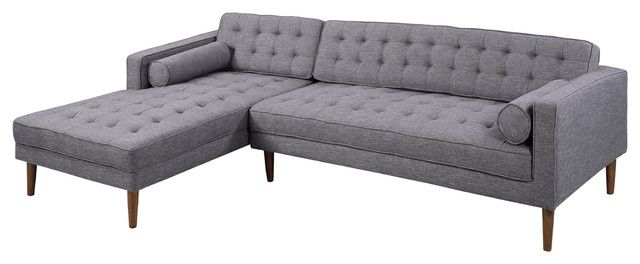 Element Left Side Chaise Sectional – Midcentury With Element Left Side Chaise Sectional Sofas In Dark Gray Linen And Walnut Legs (View 10 of 15)