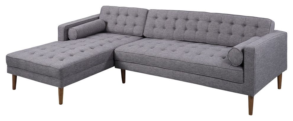 Element Left Side Chaise Sectional, Sectional, Walnut For Element Left Side Chaise Sectional Sofas In Dark Gray Linen And Walnut Legs (View 8 of 15)