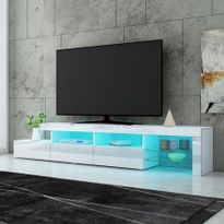 Entertainment Units & Tv Intended For Most Recently Released Zimtown Modern Tv Stands High Gloss Media Console Cabinet With Led Shelf And Drawers (View 7 of 15)