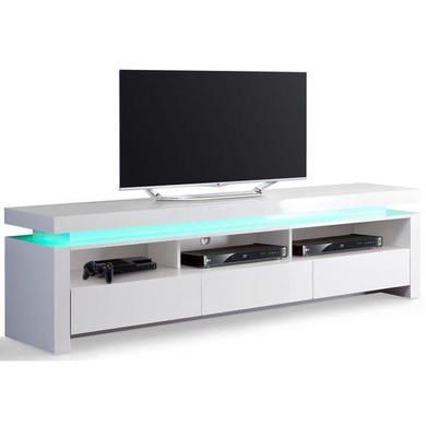 Evoque Led Tv Unit In White High Gloss With 3 Touch Open Pertaining To 2017 Polar Led Tv Stands (View 8 of 15)